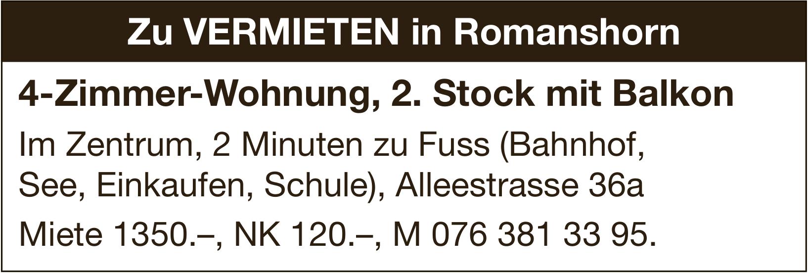 4-Zimmer-Wohnung, 2. Stock mit Balkon, Romanshorn, zu vermieten