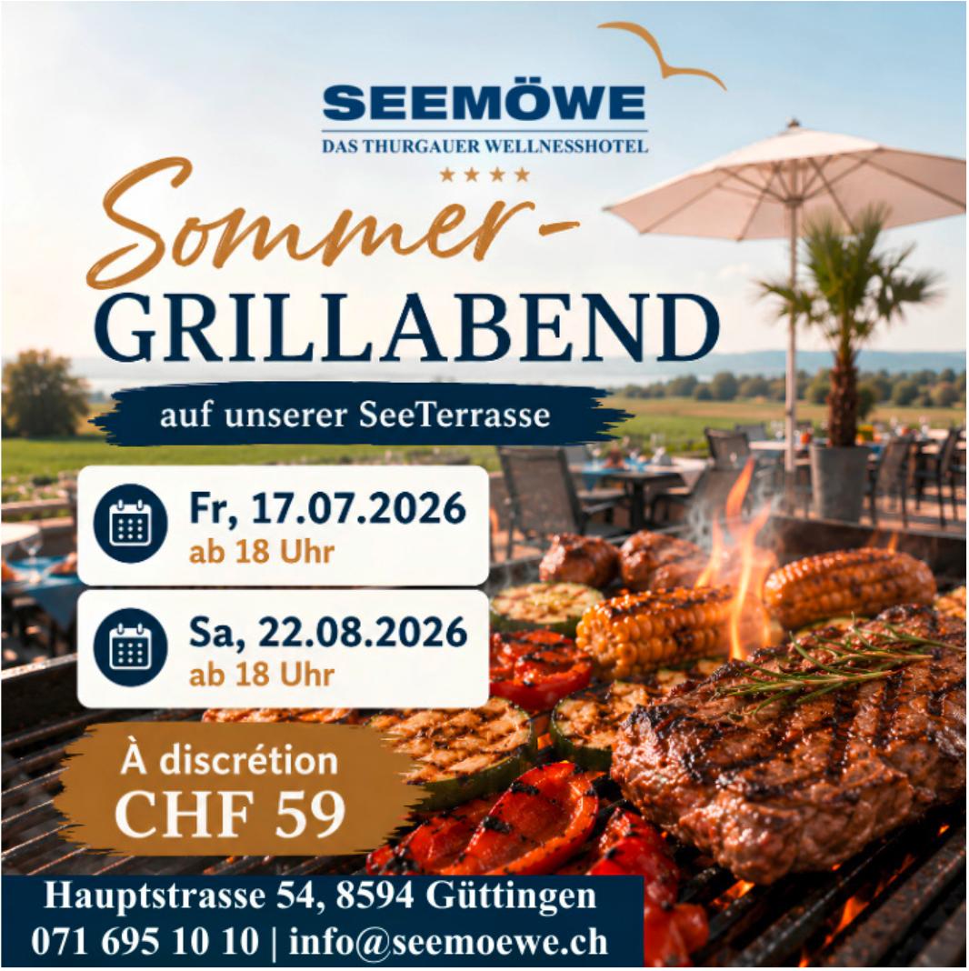 Sommer-Grillabend, 17. Juli bis 22. August, Seeterrasse, Güttingen