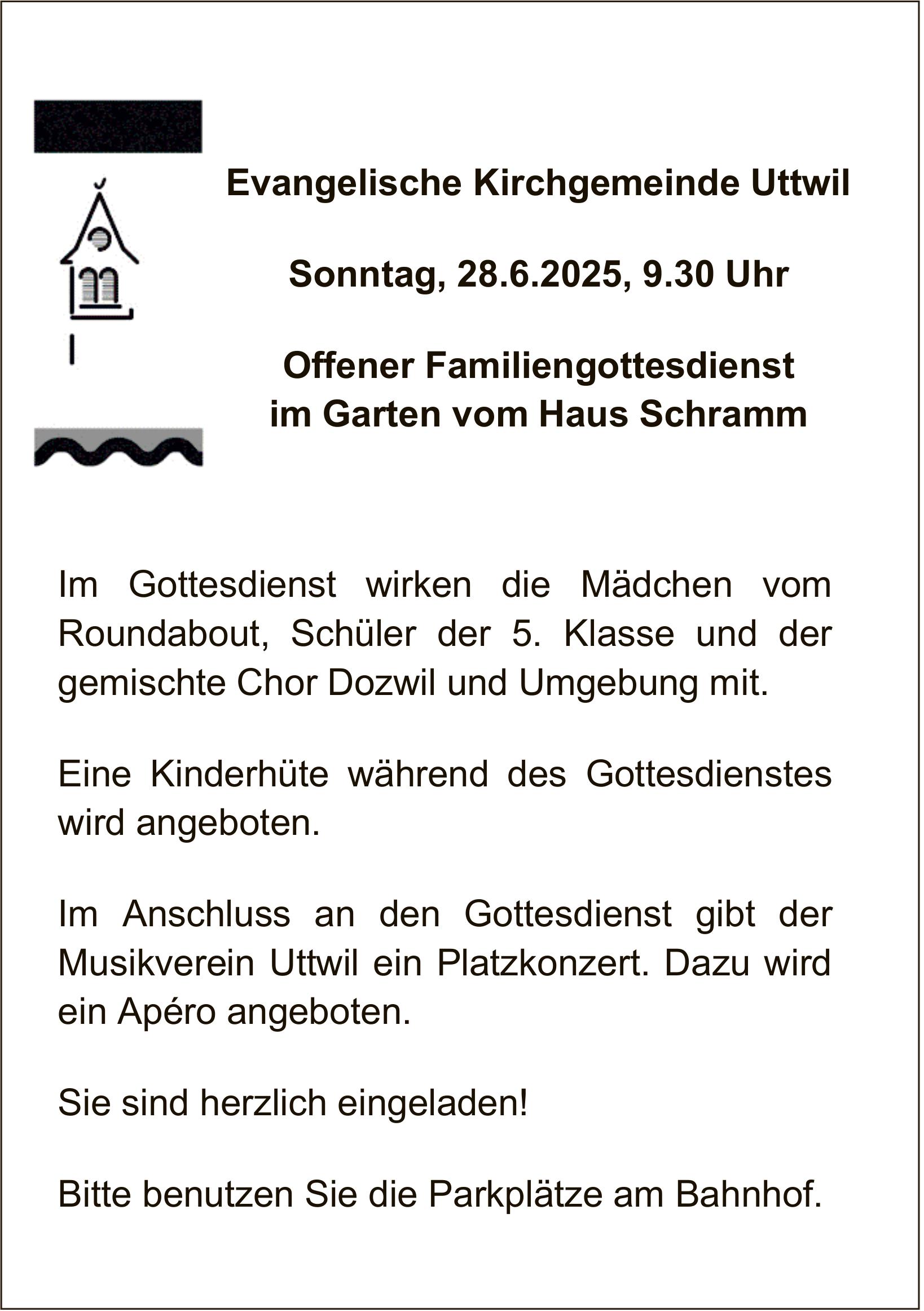 Offener Familiengottesdienst, 28. Juni, Garten vom Haus Schramm