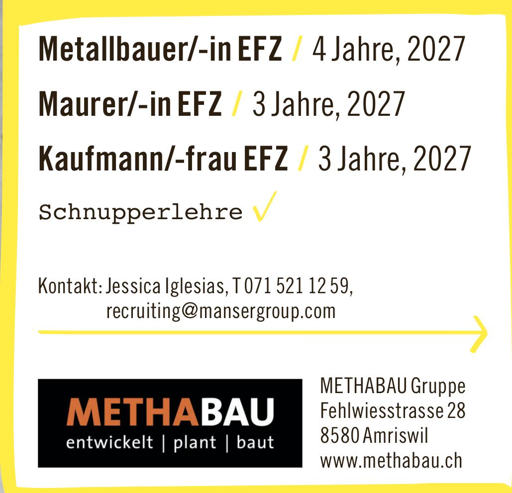 METHABAU Gruppe, Amriswil - Metallbauer/-in EFZ