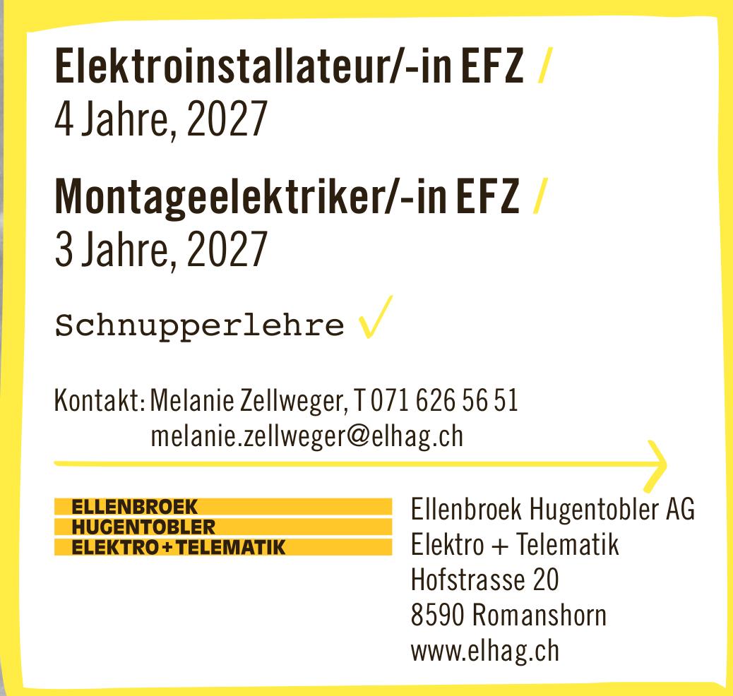 Ellenbroek Hugentobler AG, Romanshorn - Elektroinstallateur/-in EFZ