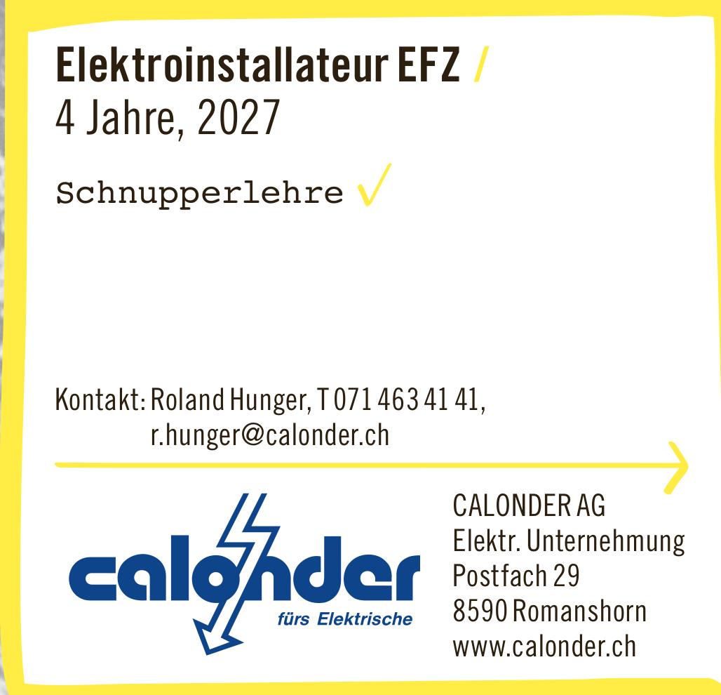 CALONDER AG, Romanshorn - Elektroinstallateur EFZ