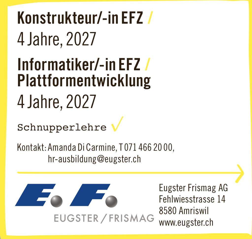Eugster Frismag AG, Amriswil - Konstrukteur/-in EFZ