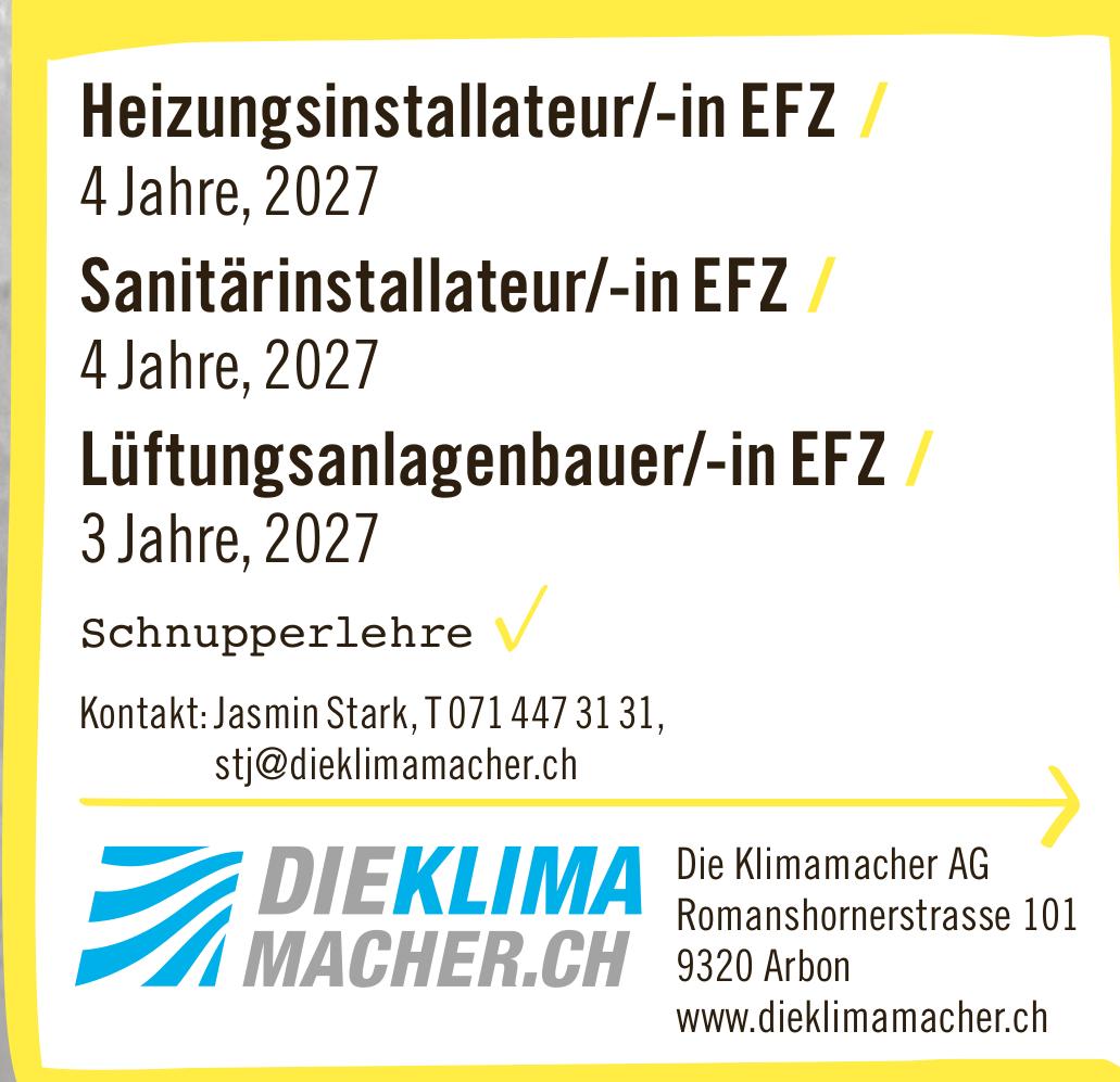 Die Klimamacher AG, Arbon - Heizungsinstallateur/-in EFZ