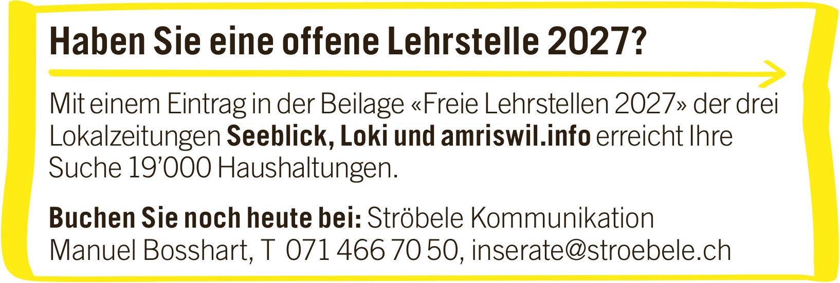 Ströbele Kommunikation, Amriswil - Haben Sie eine offene Lehrstelle 2027?