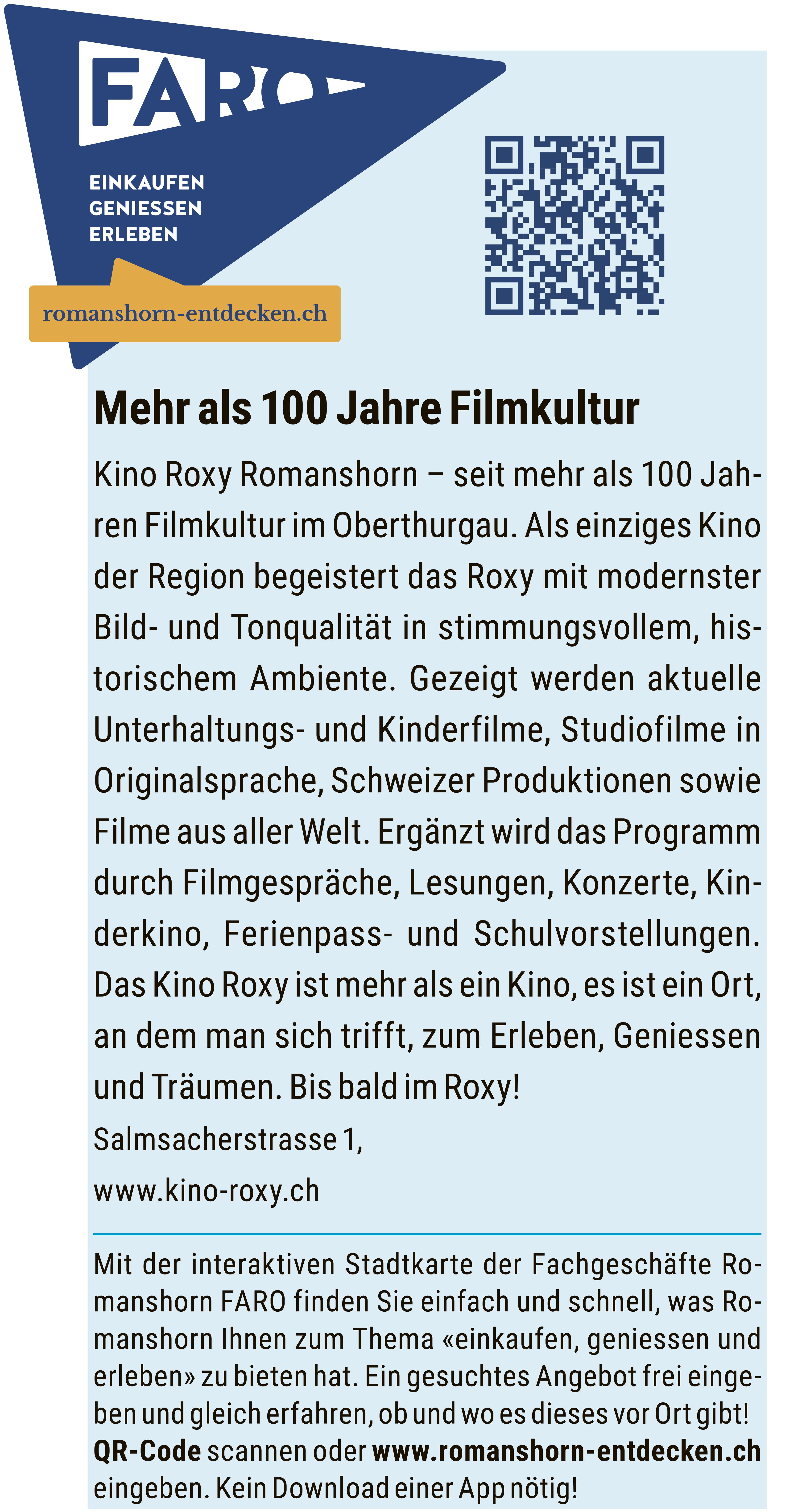Kino Roxy, Romanshorn – Mehr als 100 Jahre Filmkultur
