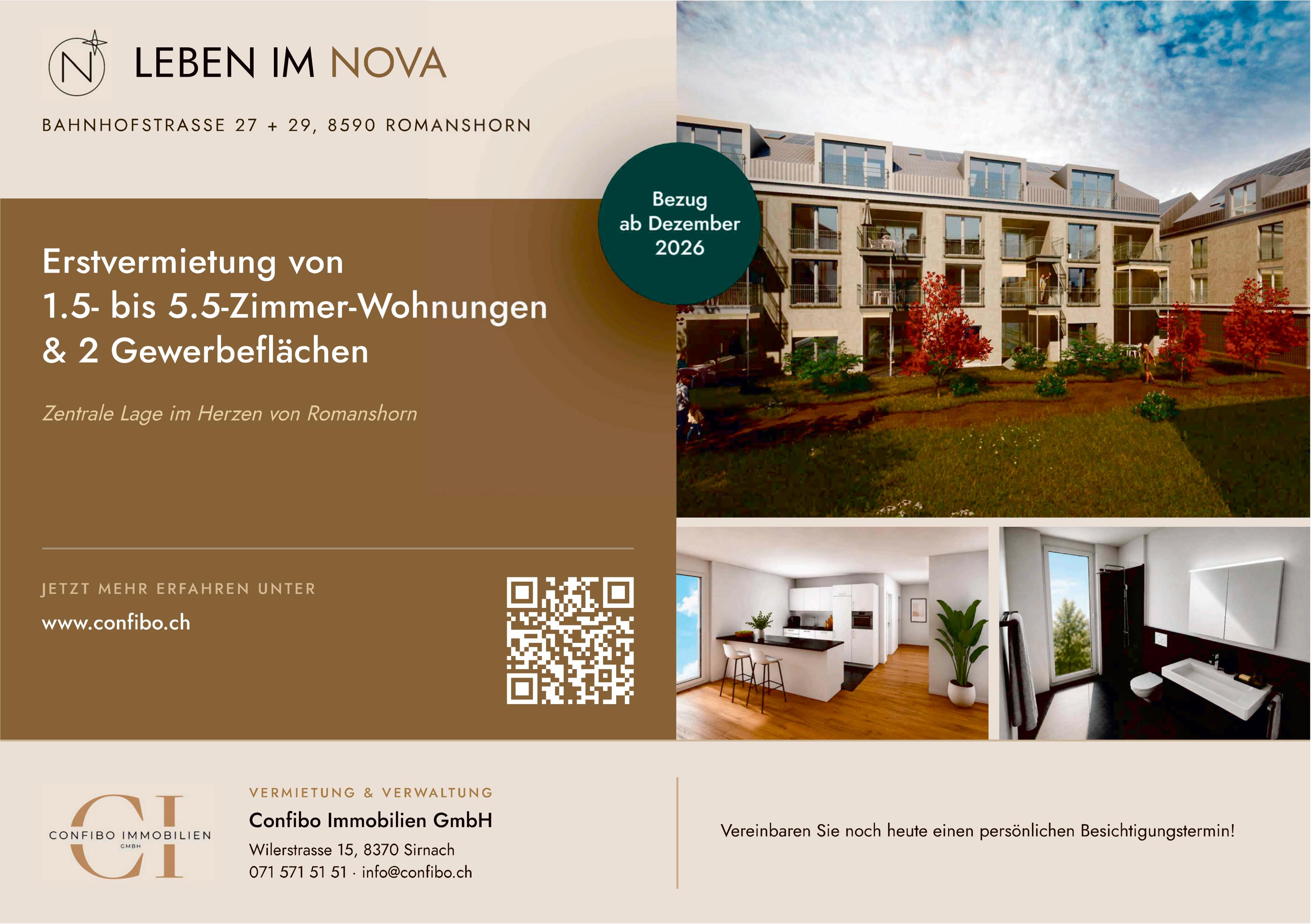 Erstvermietung von 1.5- bis 5.5-Zimmer-Wohnungen & 2 Gewerbeflächen, Romanshorn, zu vermieten