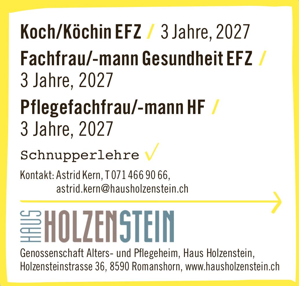 Haus Holzenstein, Romanshorn - Koch/Köchin EFZ