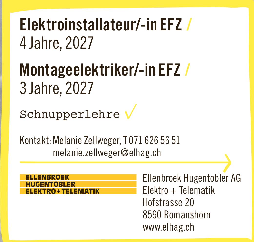 Ellenbroek Hugentobler AG, Romanshorn - Elektroinstallateur/-in EFZ