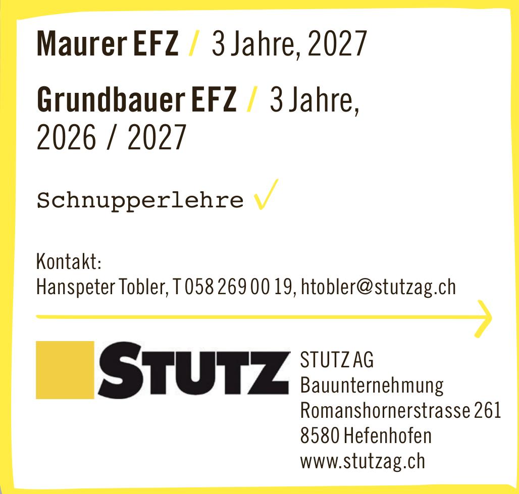 STUTZ AG, Hefenhofen - Maurer EFZ