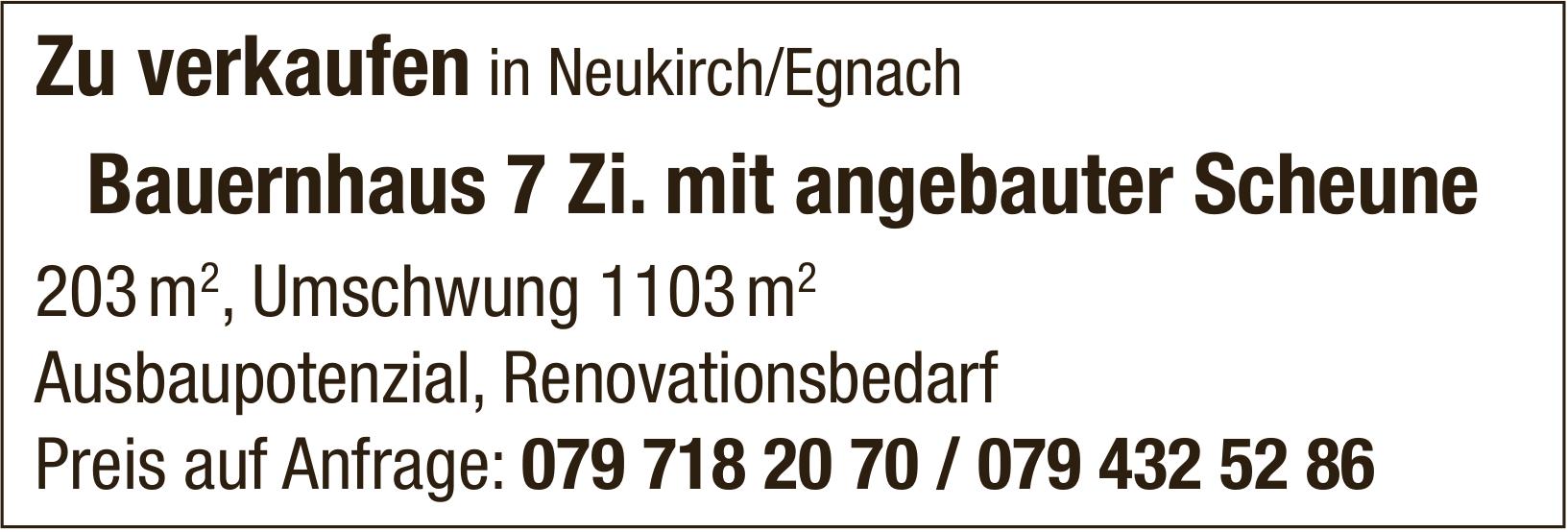 Bauernhaus 7 Zi. mit angebauter Scheune, zu verkaufen