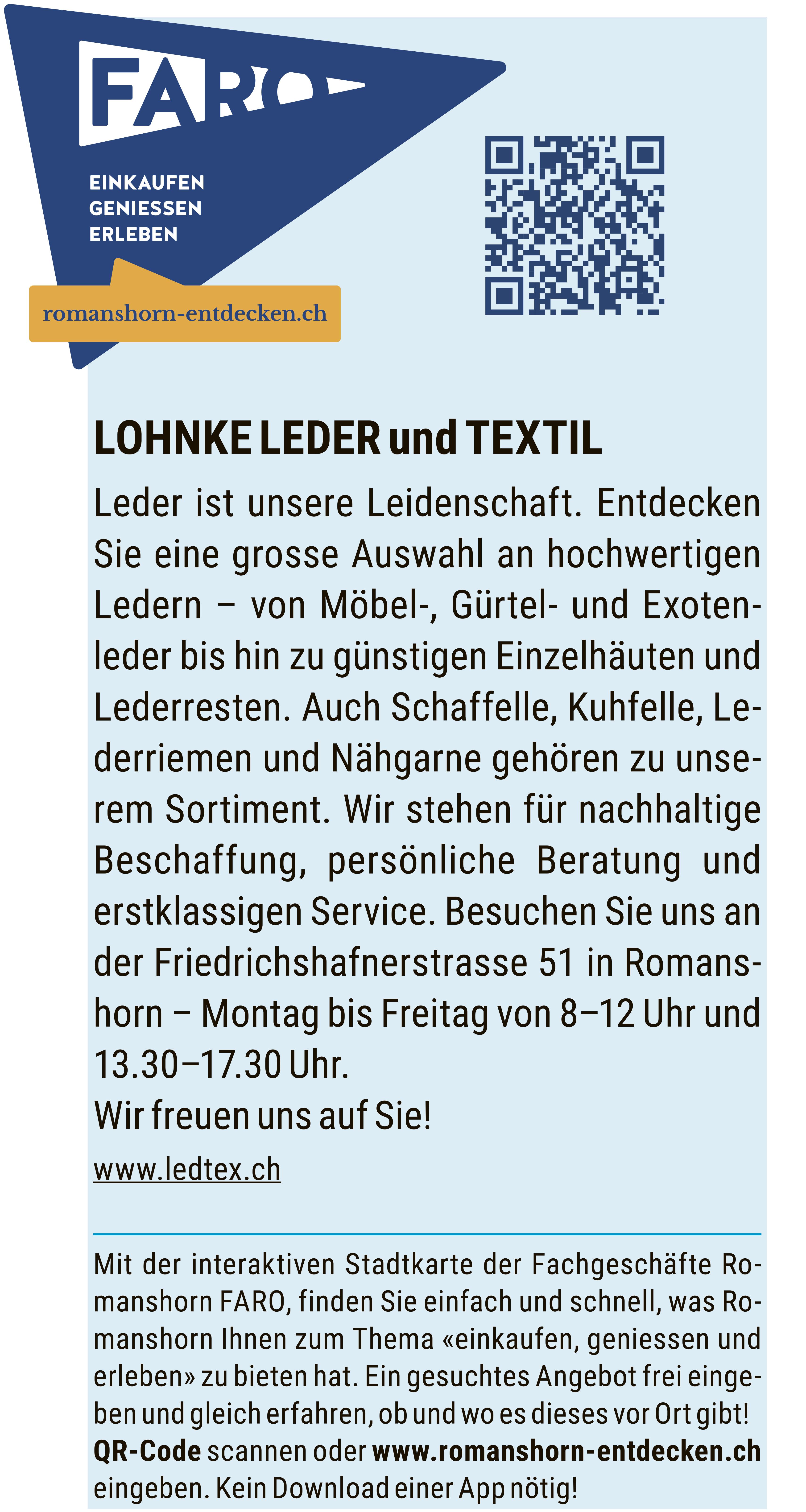 FARO – Romanshorn Entdecken, LOHNKE LEDER und TEXTIL