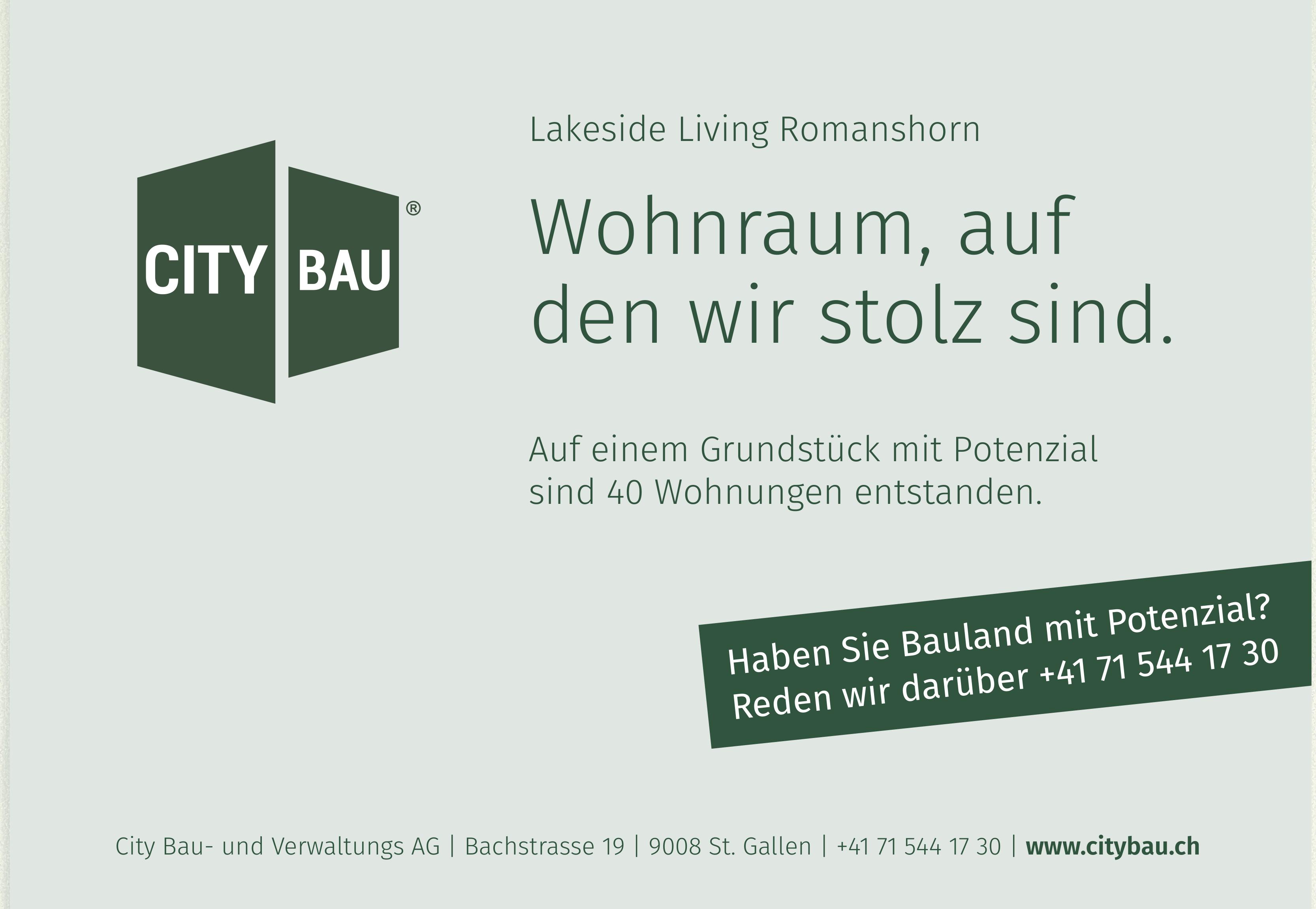 City Bau- und Verwaltungs AG, St. Gallen - Wohnraum, auf den wir stolz sind.