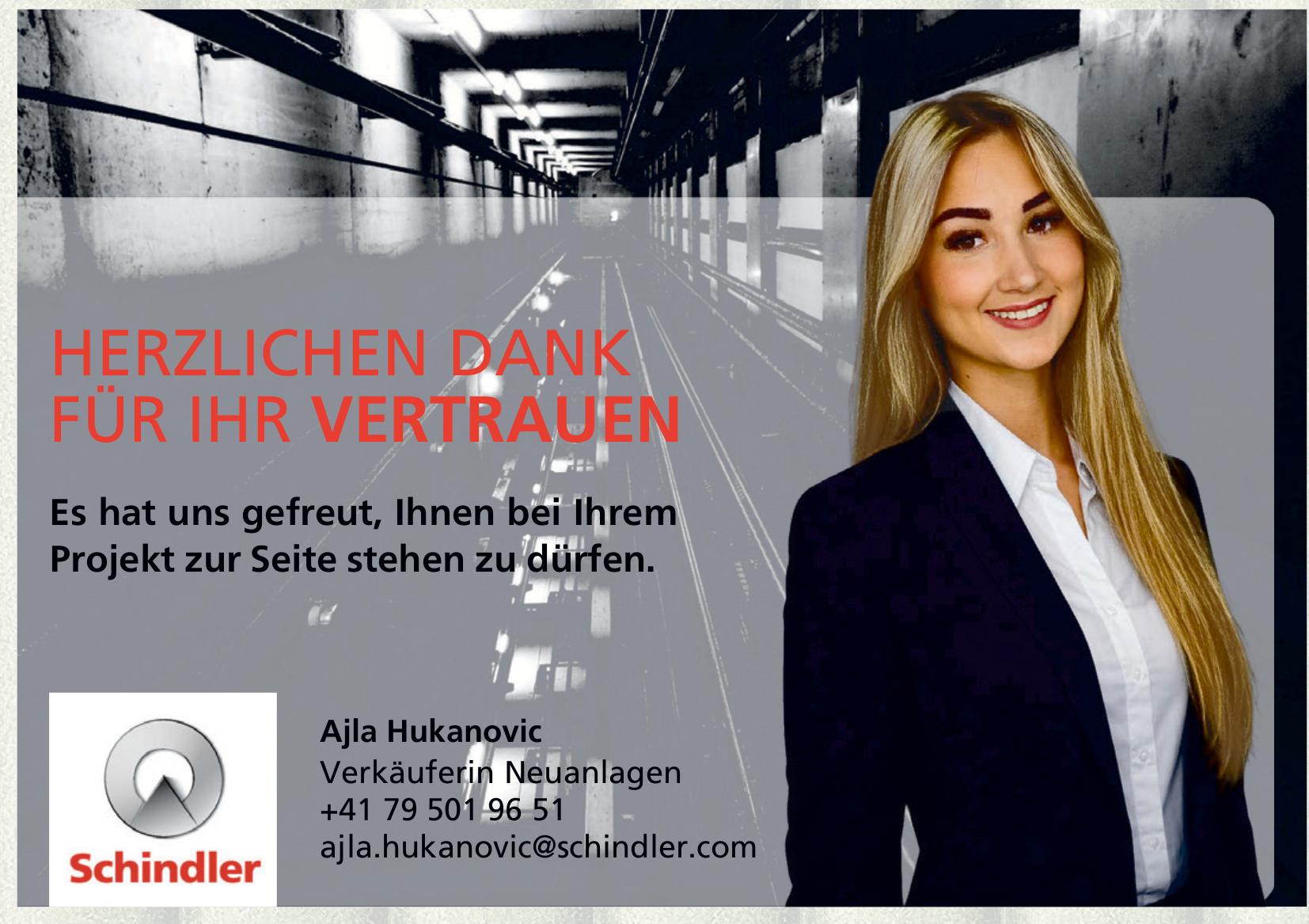 Schindler, HERZLICHEN DANK FÜR IHR VERTRAUEN