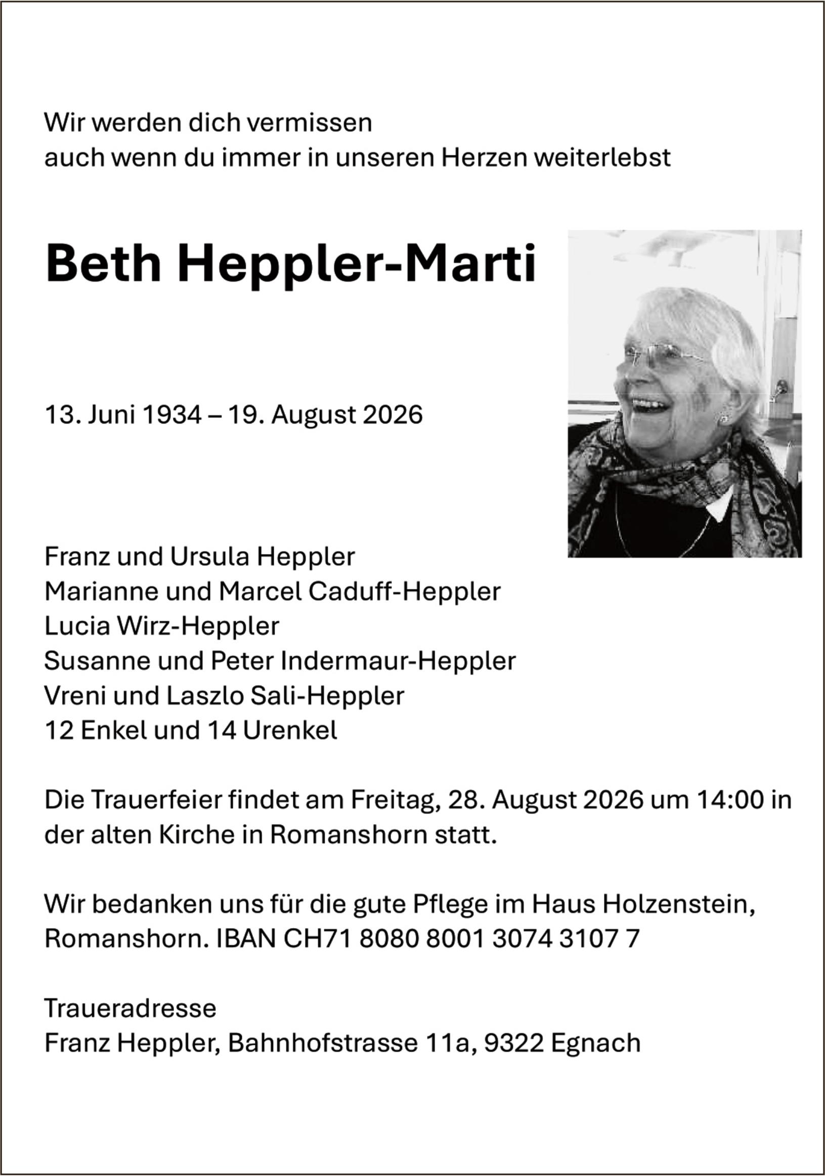 Heppler-Marti Beth, August 2026 / TA