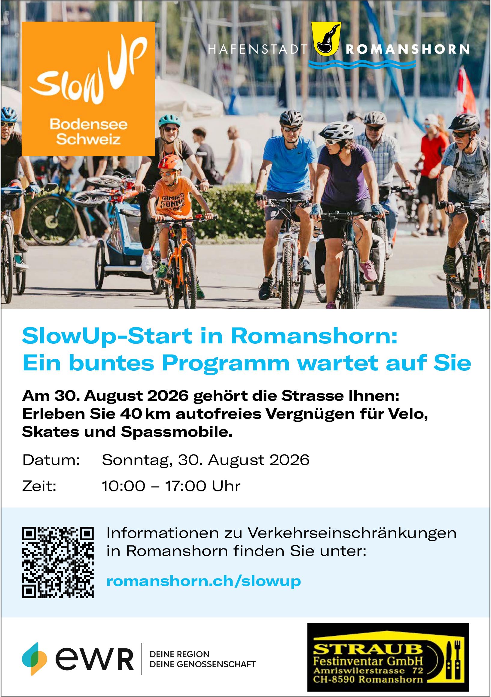 SlowUp-Start in Romanshorn: Ein buntes Programm wartet auf Sie, 30. August
