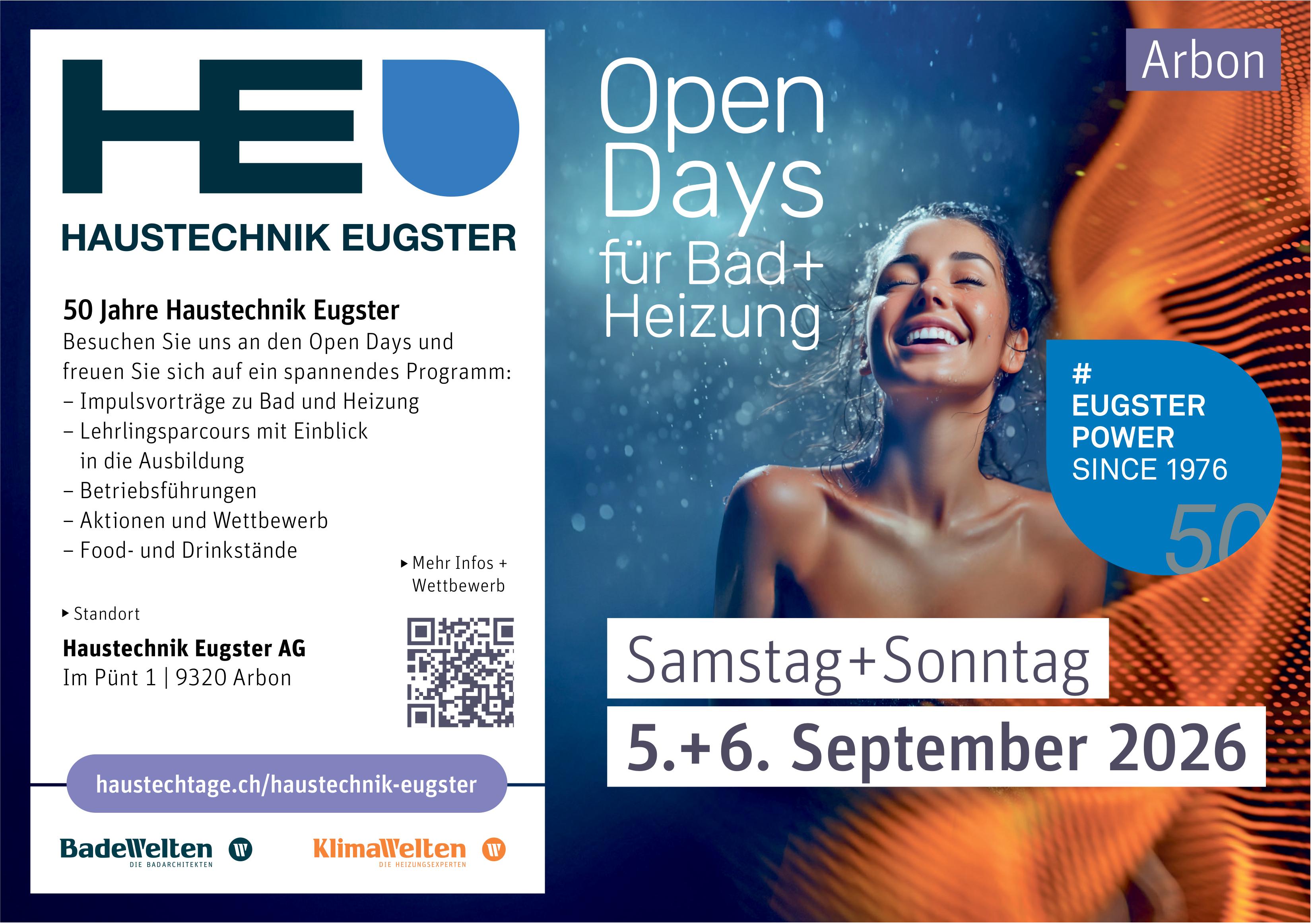 Open Days für Bad + Heizung, 5. - 6. September, Haustechnik Eugster AG, Arbon