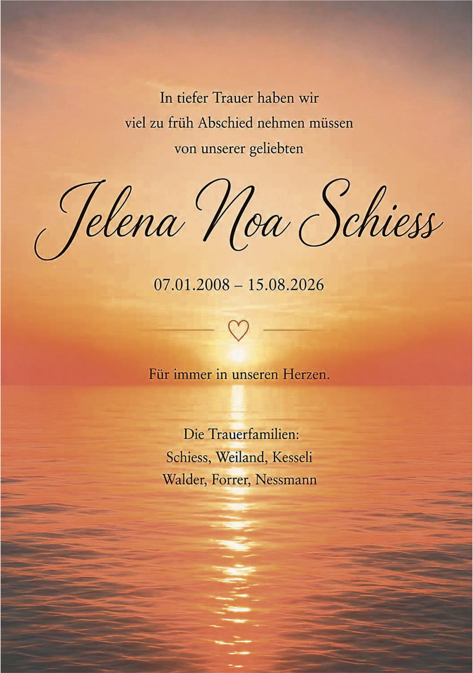 Schiess Jelena Noa, August 2026 / TA