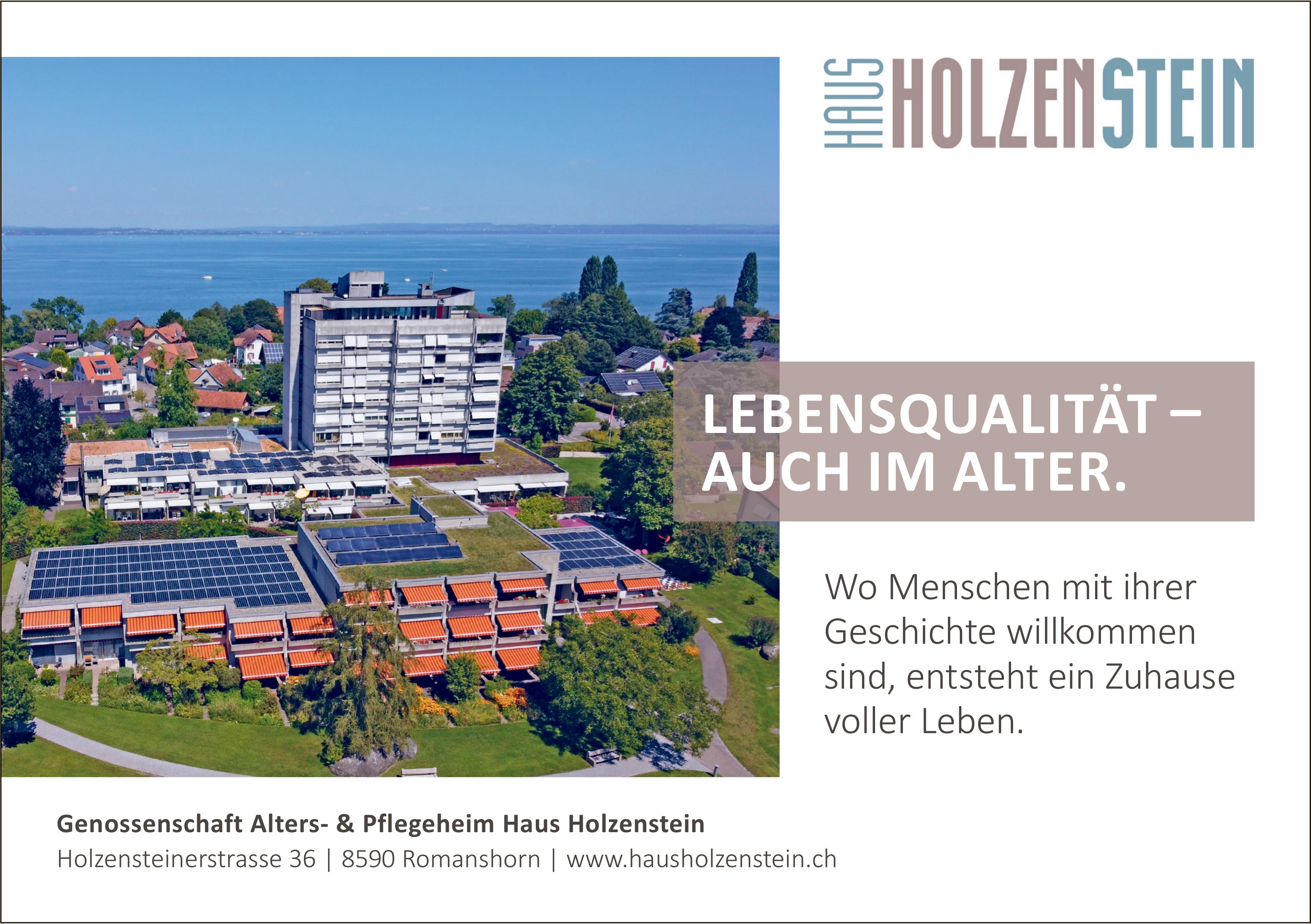Genossenschaft Alters- & Pflegeheim Haus Holzenste, Romanshorn - LEBENSQUALITÄT – AUCH IM ALTER.