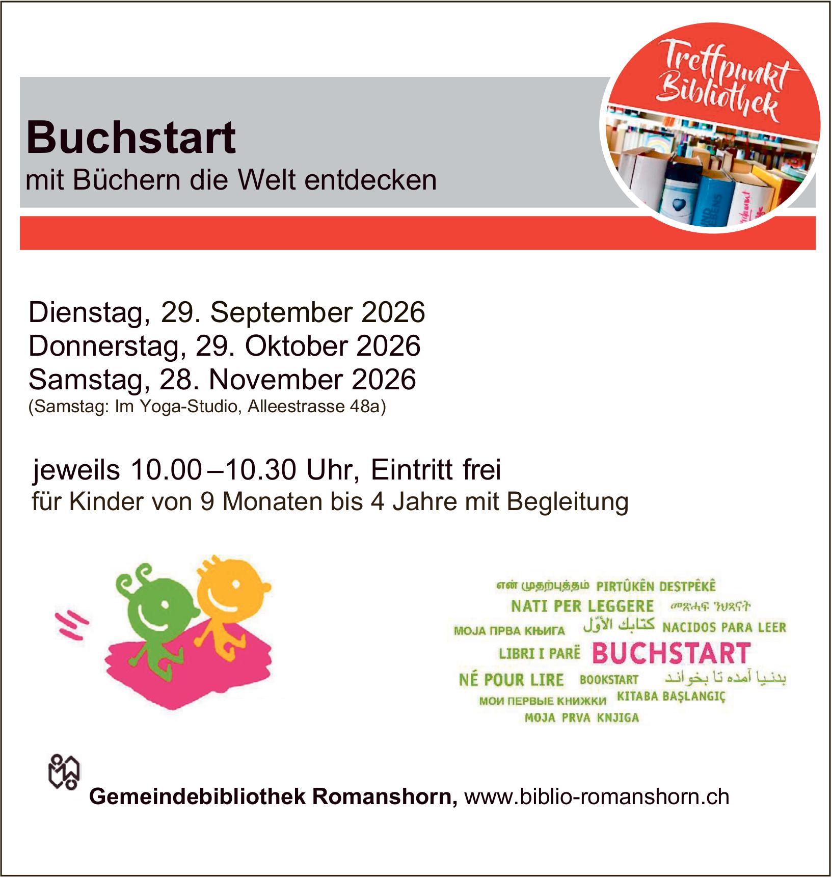 Buchstart – mit Büchern die Welt entdecken, 29. September - 28. November