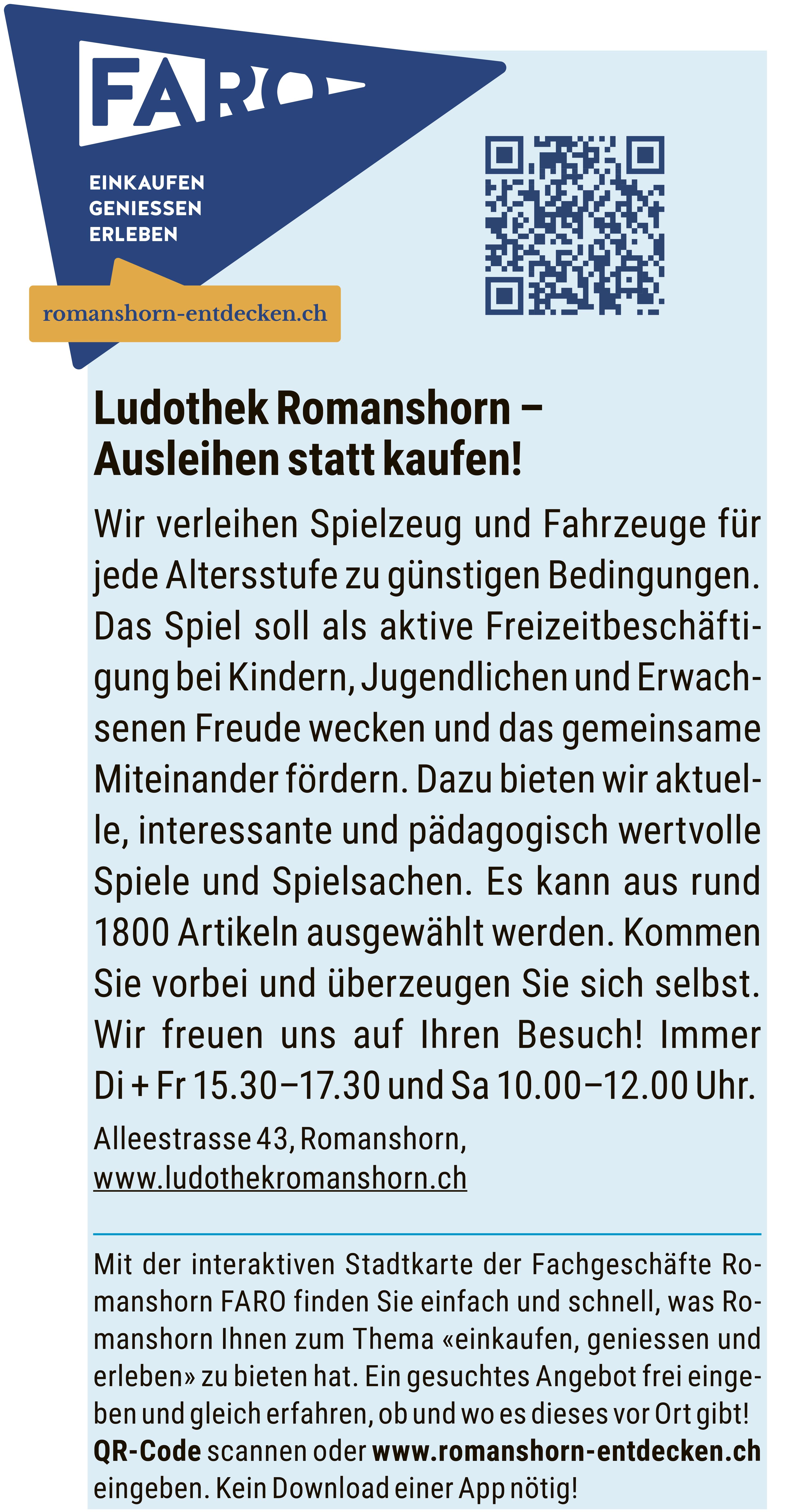 Ludothek Romanshorn, Ausleihen statt kaufen!