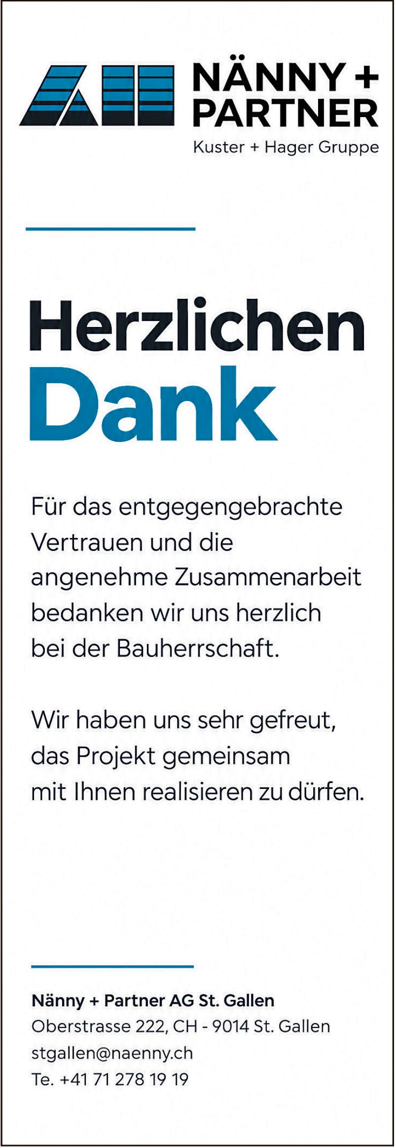 Nänny + Partner AG, St. Gallen - Herzlichen Dank