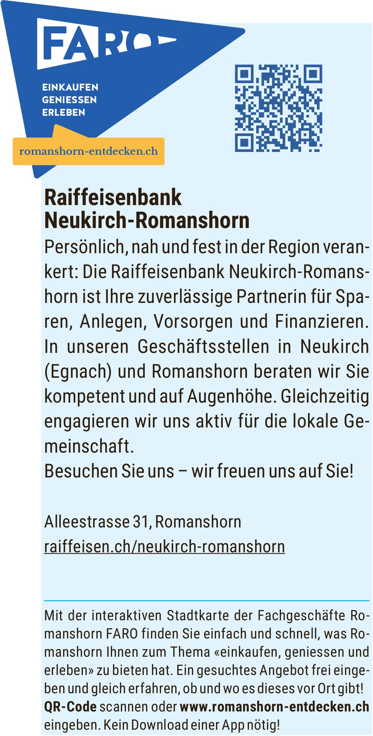 Romanshorn Entdecken, Raiffeisenbank Neukirch-Romanshorn