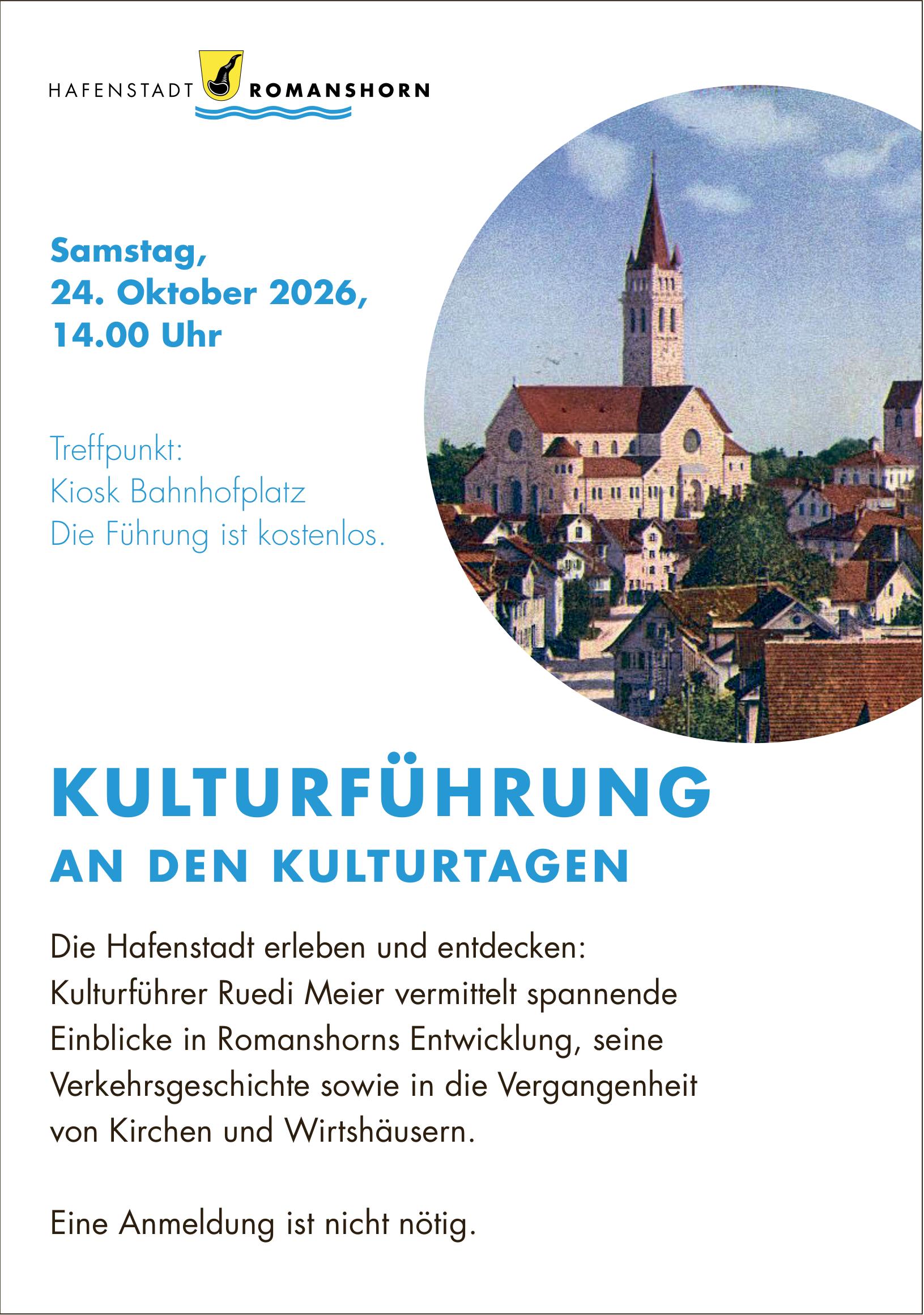 KULTURFÜHRUNG AN DEN KULTURTAGEN, 24. Oktober, Kiosk Bahnhofplatz