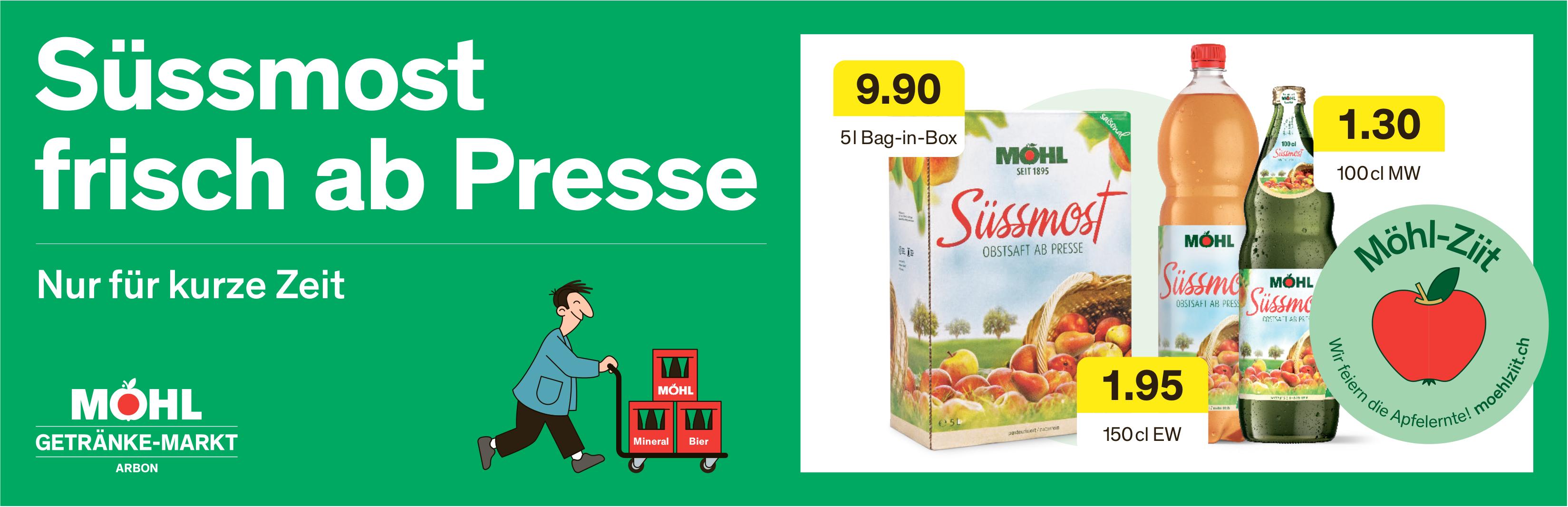 Möhl Getränke-Markt Arbon, Süssmost frisch ab Presse