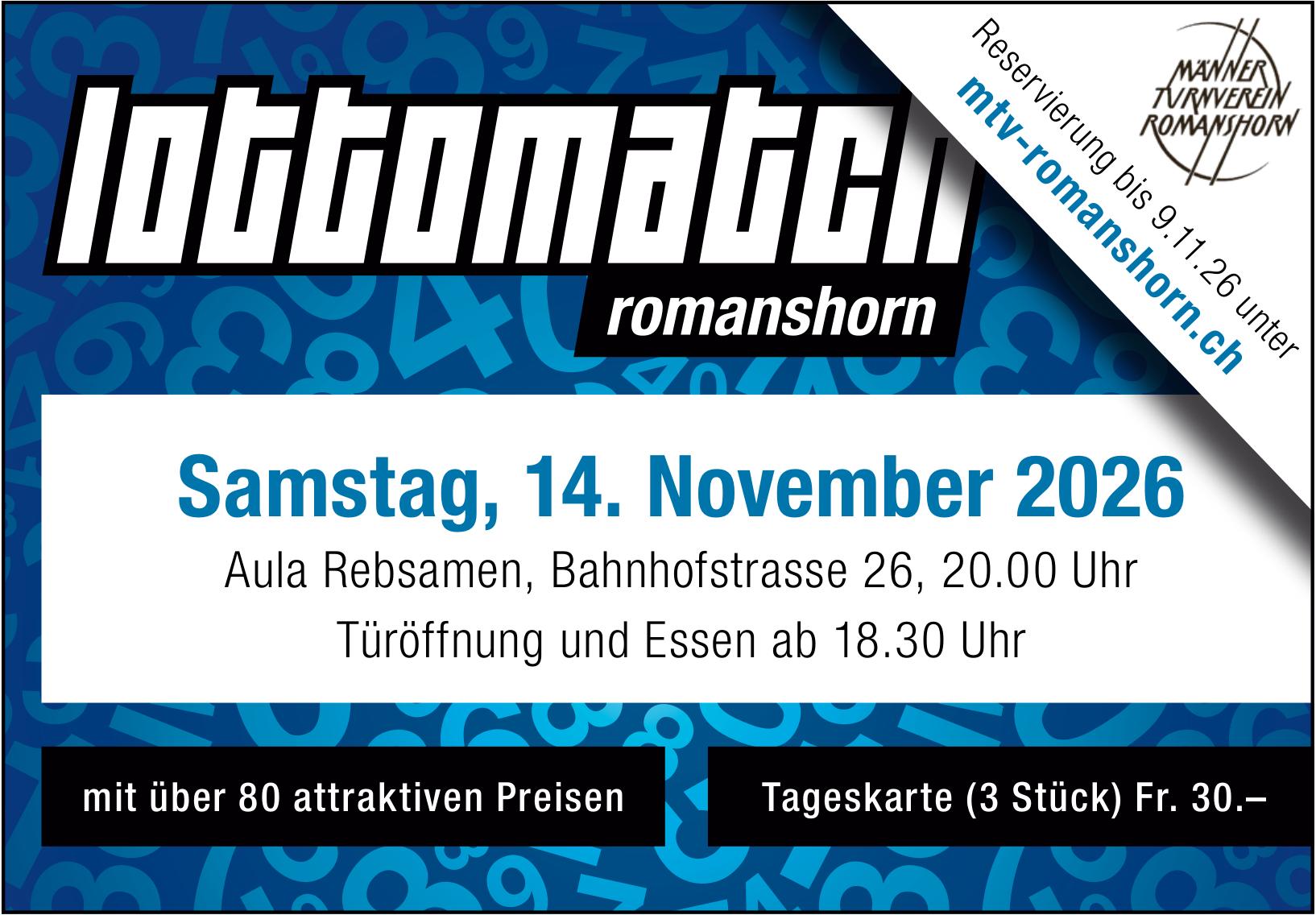 Lottomatch Romanshorn, 14. November, Aula Rebsamen