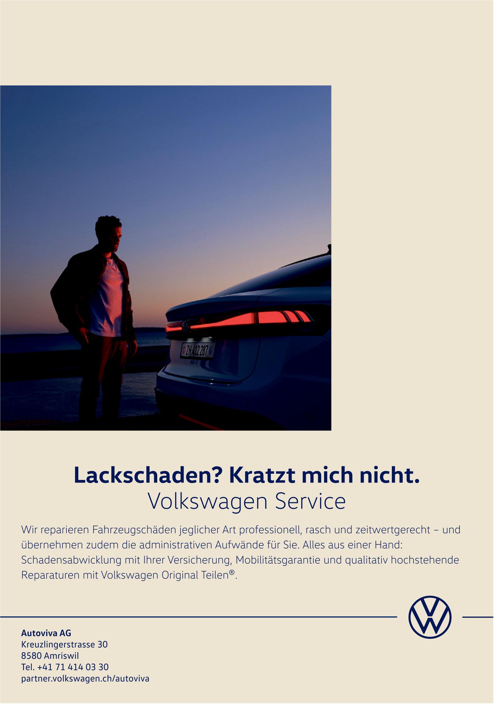 Autoviva AG, Amriswil - Lackschaden? Kratzt mich nicht. Volkswagen Service