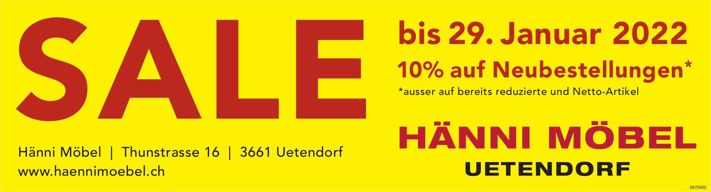 SALE bis 29. Januar, 10% auf Neubestellungen*, Hänni Möbel, Uetendorf