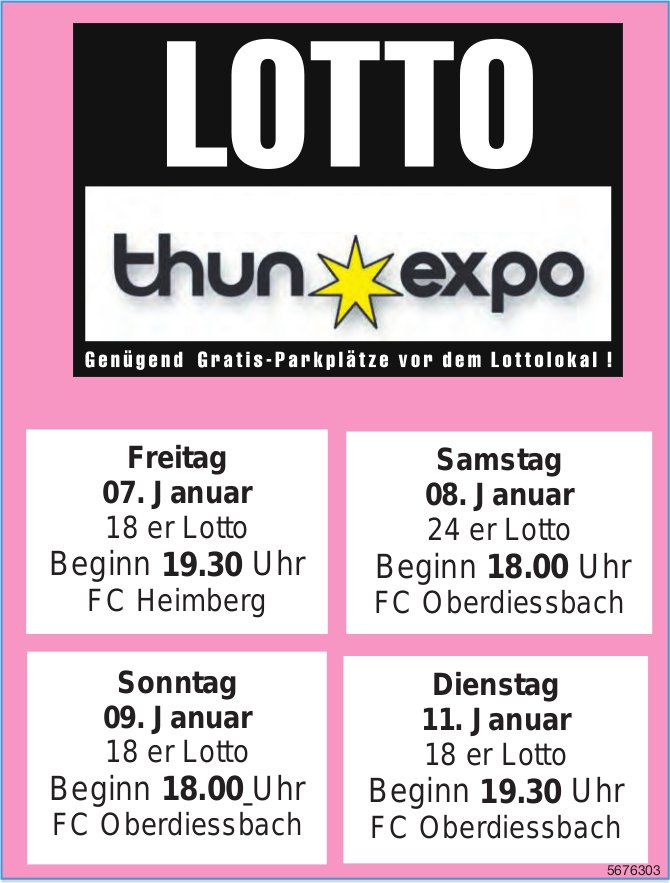 LOTTO Thun Expo, 07./08./09./11. Januar