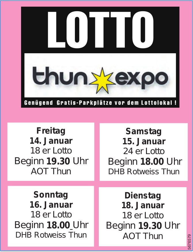 LOTTO Thun Expo, 14./15./16./18. Januar