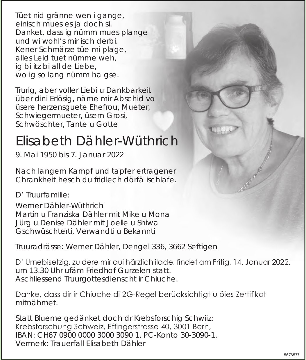 Dähler-Wüthrich Elisabeth, Januar 2022 / TA