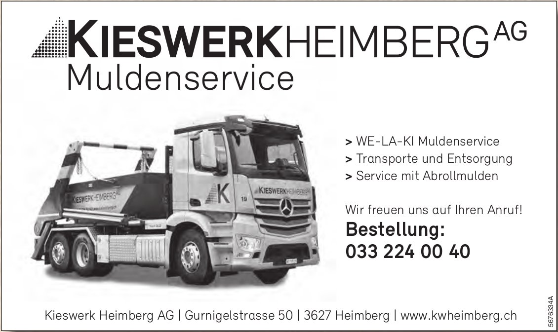 Kieswerk Heimberg AG - Muldenservice