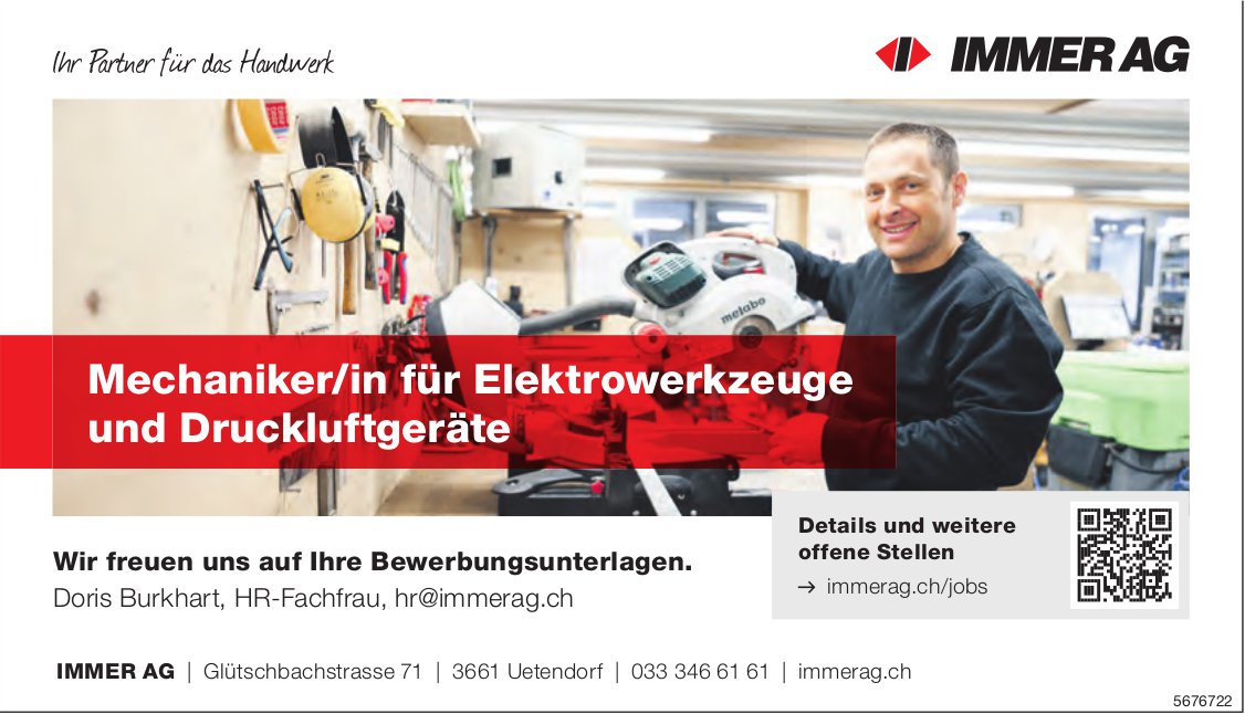 Mechaniker/in für Elektrowerkzeuge und Druckluftgeräte, Immer AG, Uetendorf, gesucht