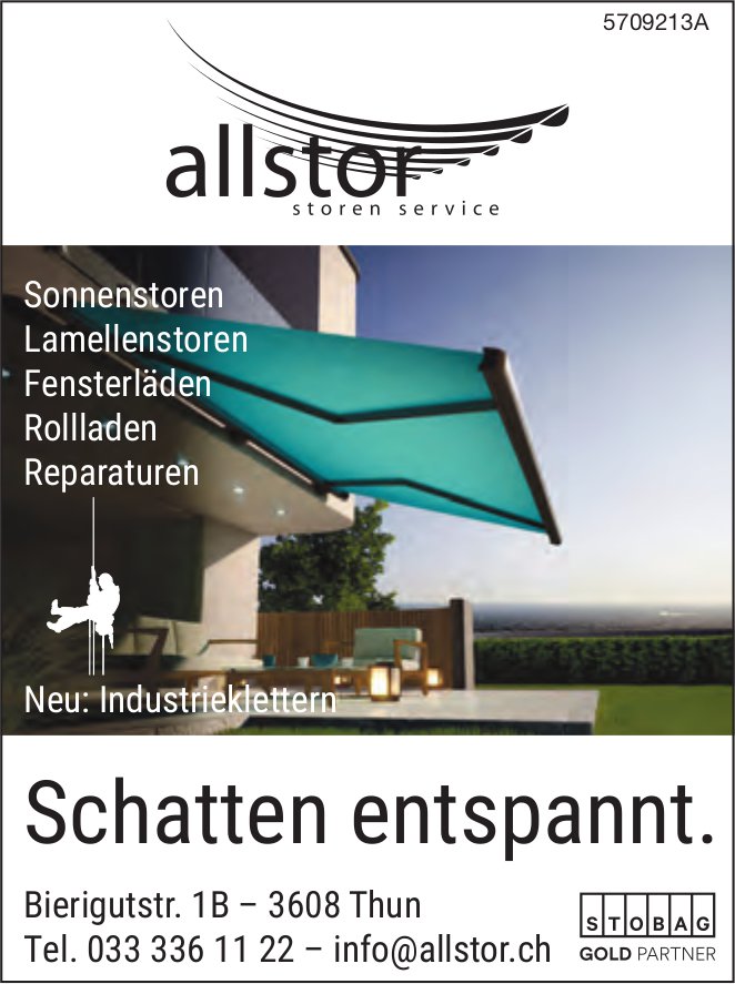 Allstor AG – Storen Service, Thun - Schatten entspannt.