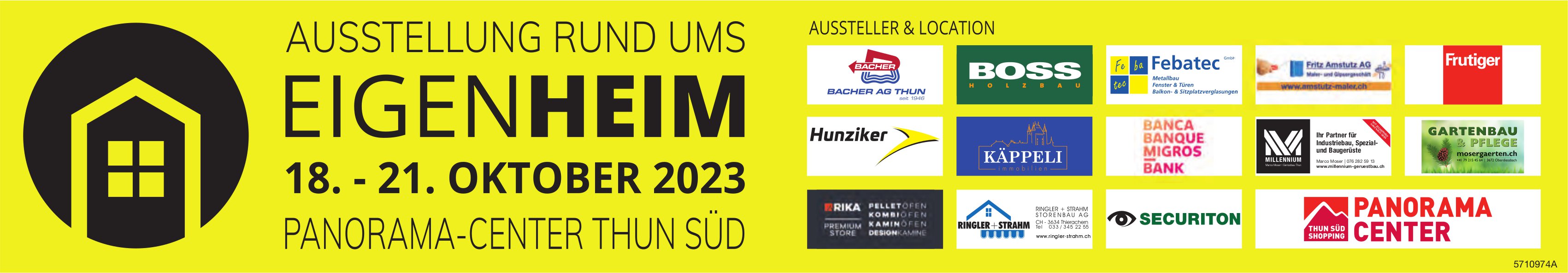 Ausstellung Rund ums Eigenheim 13.-21. Oktober 2023, Panorama-Center Thun Süd