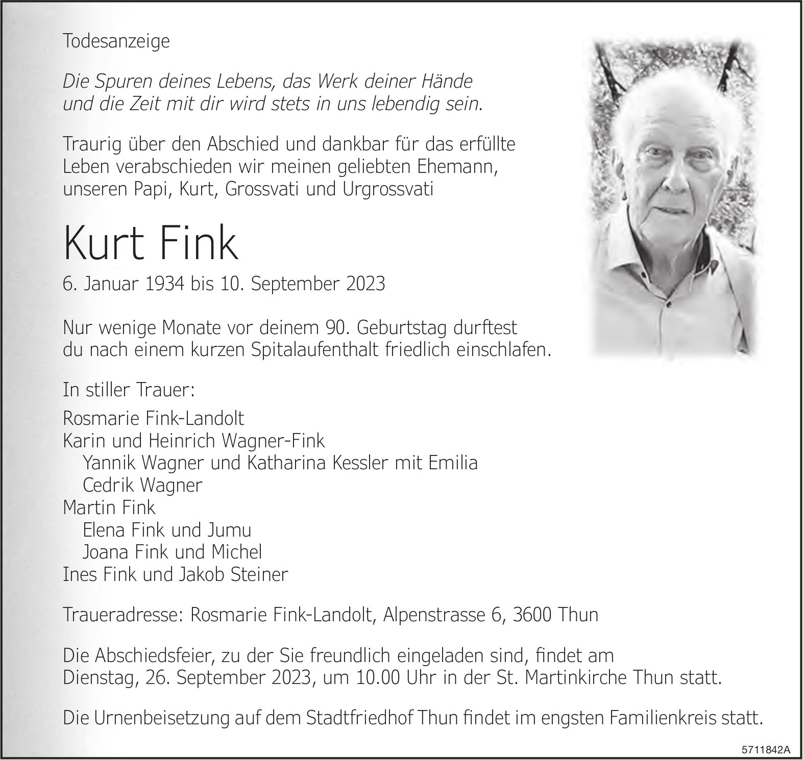 Fink Kurt, September 2023 / TA