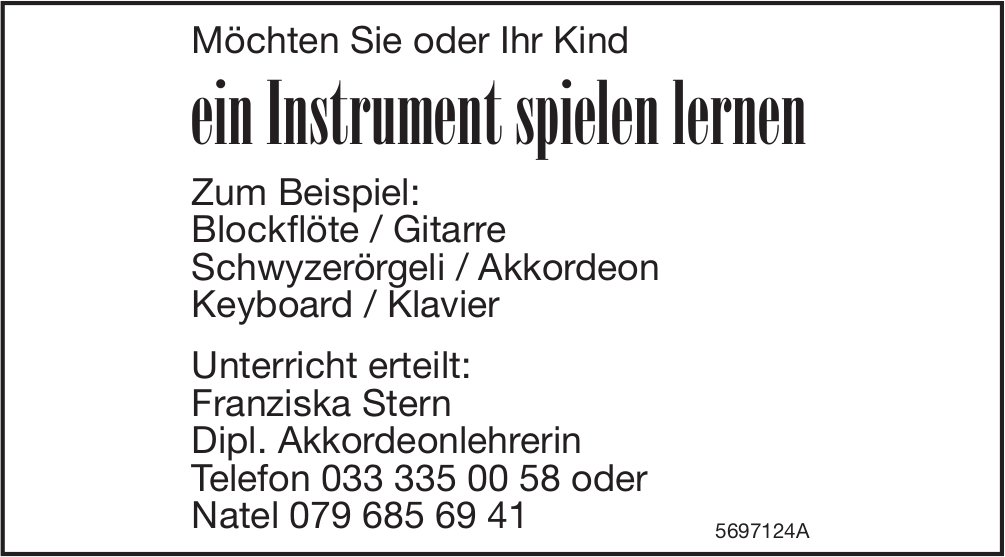 Franziska Stern - Möchten Sie oder Ihr Kind ein Instrument spielen lernen