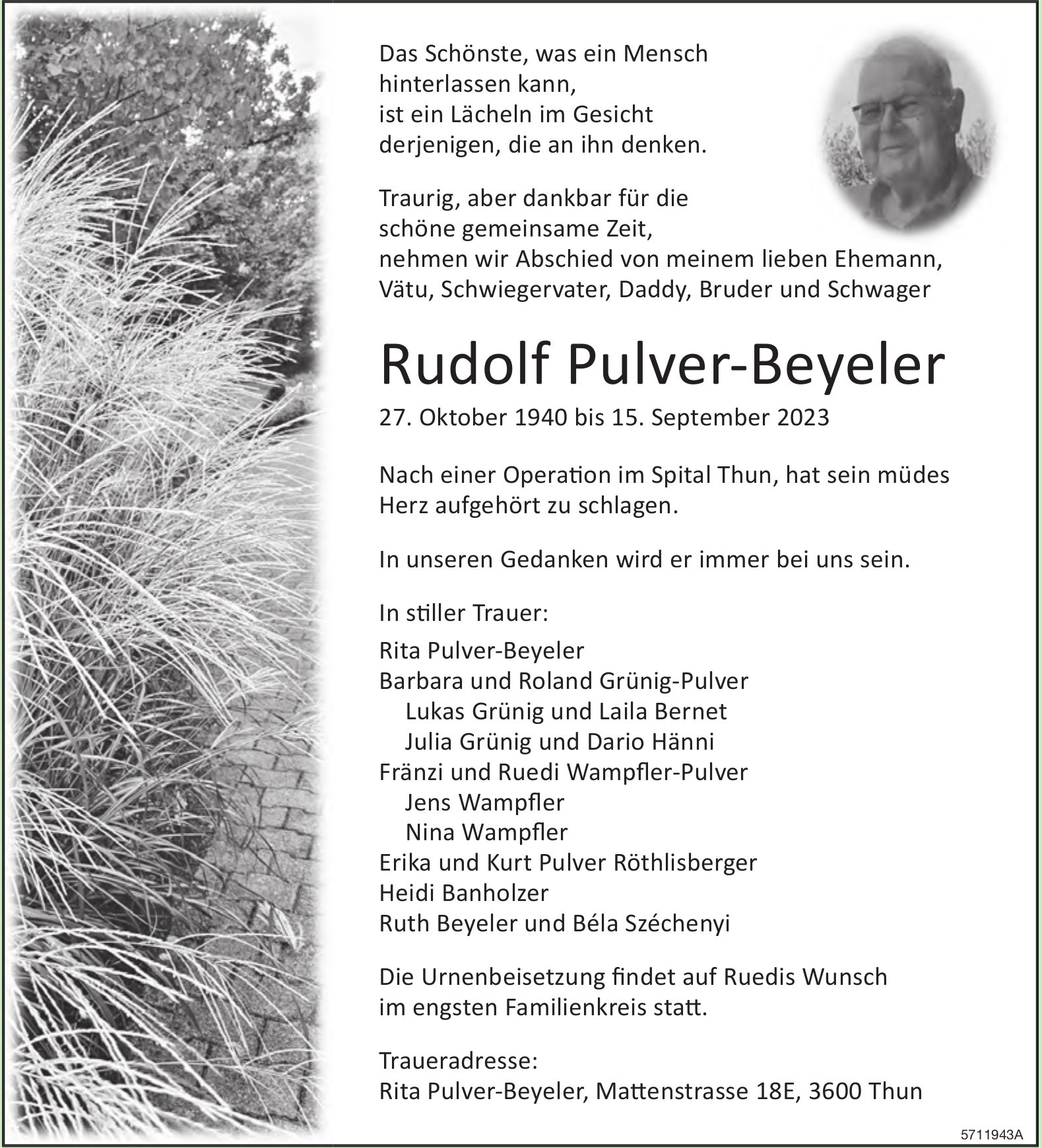 Pulver-Beyeler Rudolf, September 2023 / TA