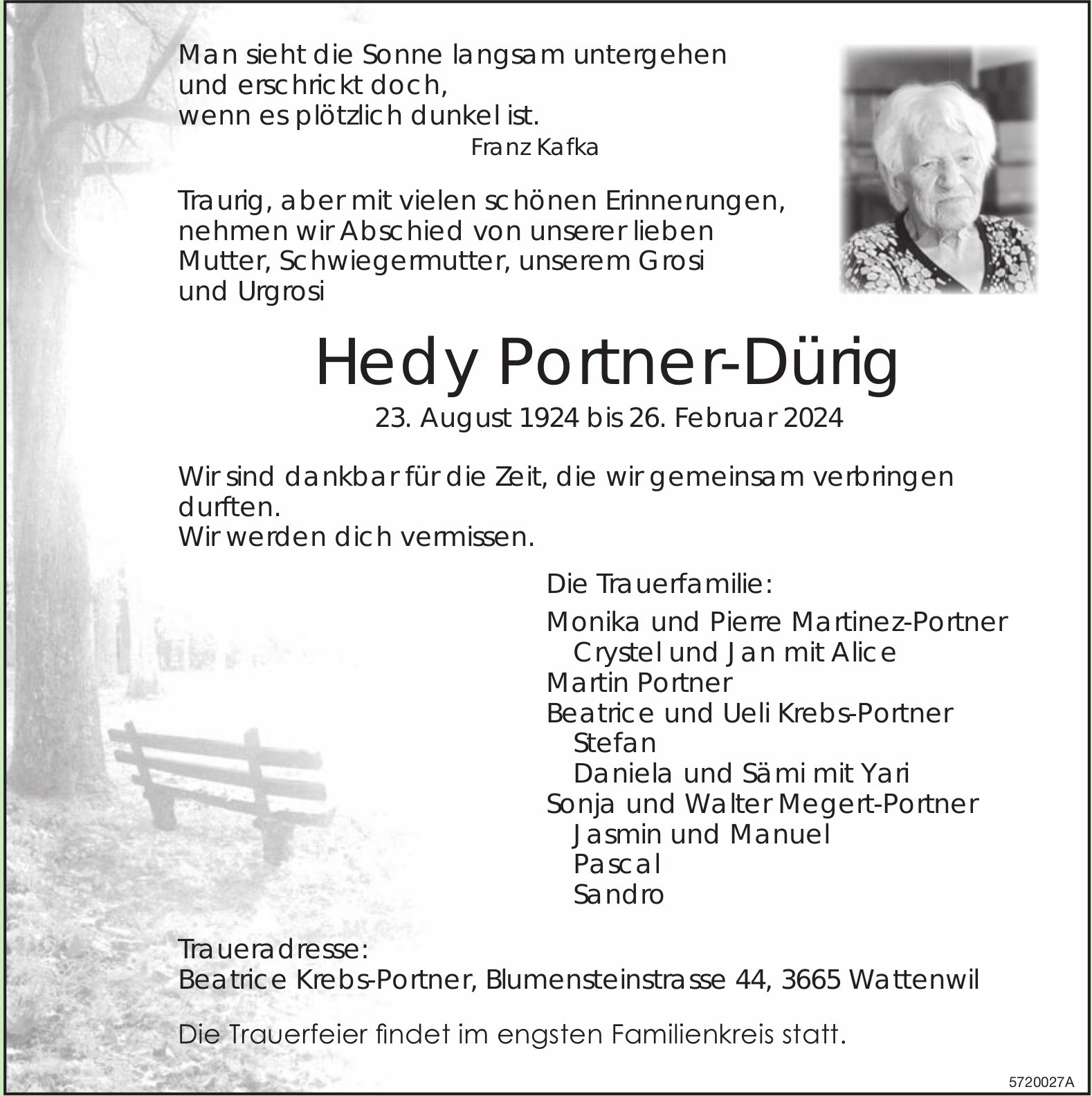 Portner-Dürig Hedy, Februar 2024 / TA