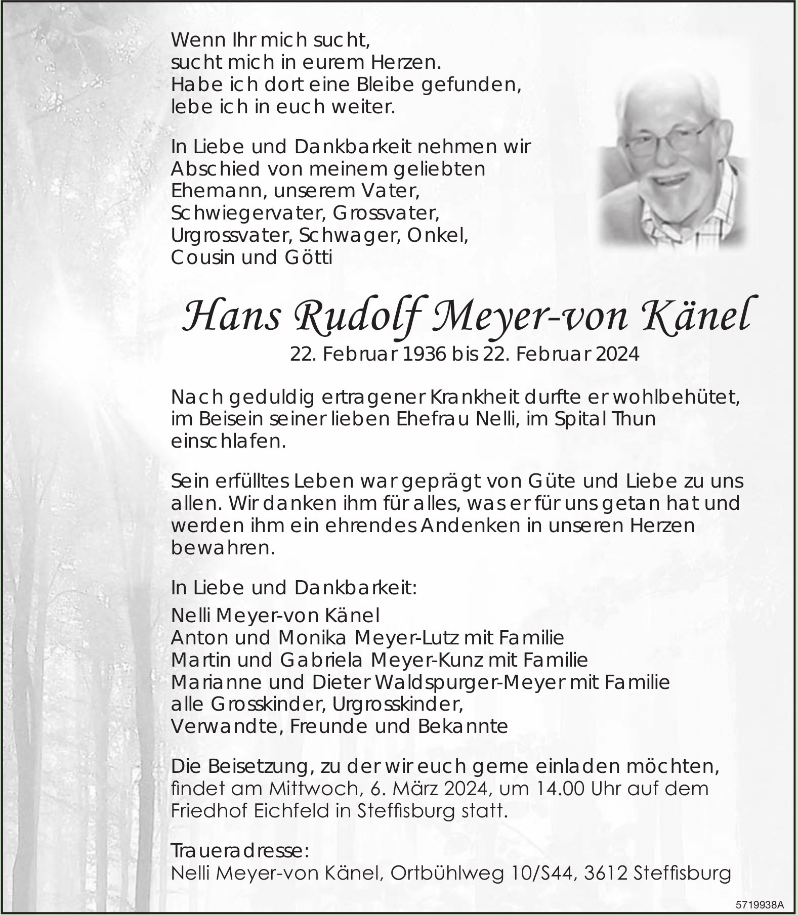 Meyer-von Känel Hans Rudolf, Februar 2024 / TA