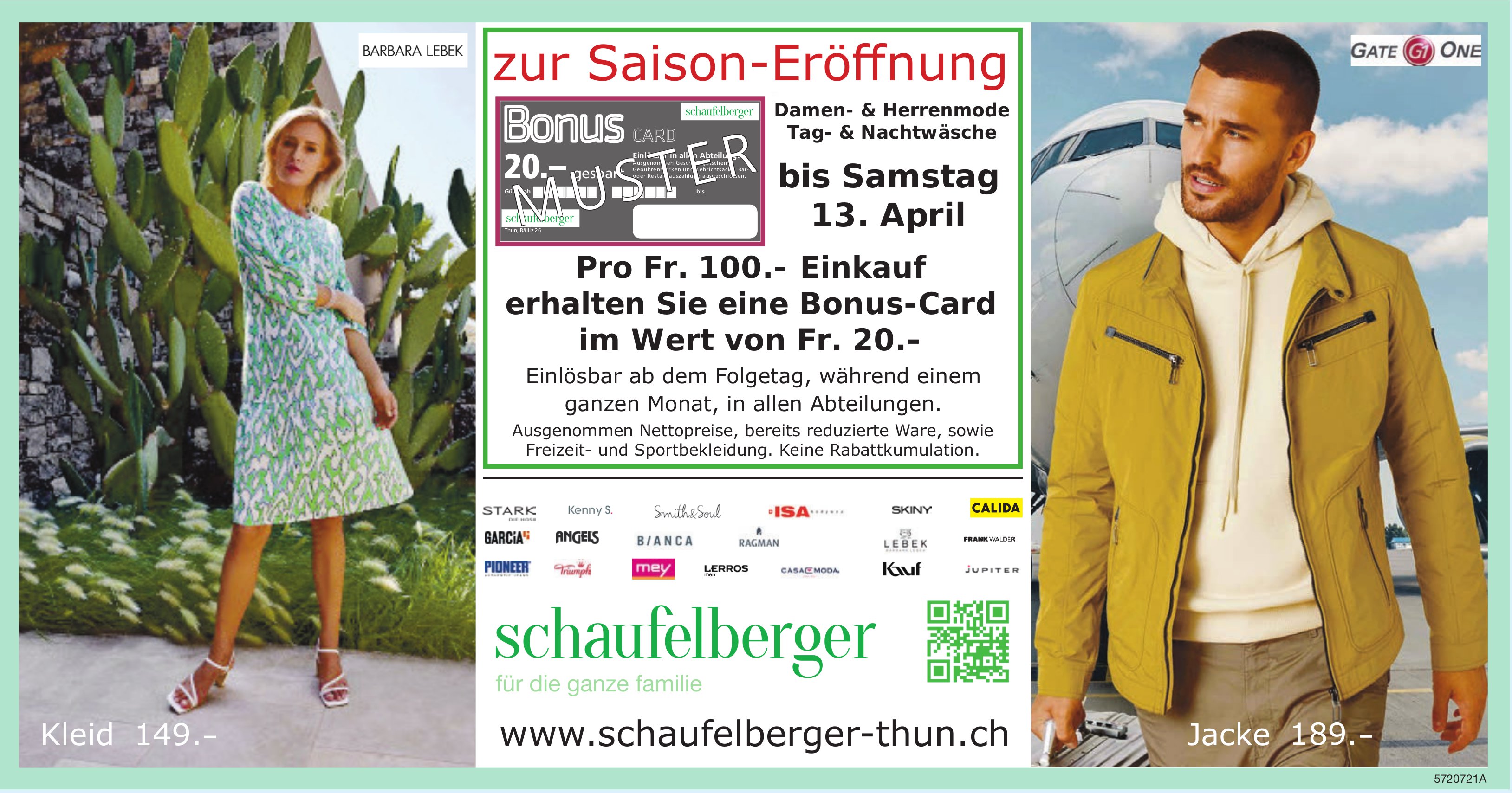 Zur Saison-Eröffnung Bonus-Card bis 13. April, Schaufelberger Thun