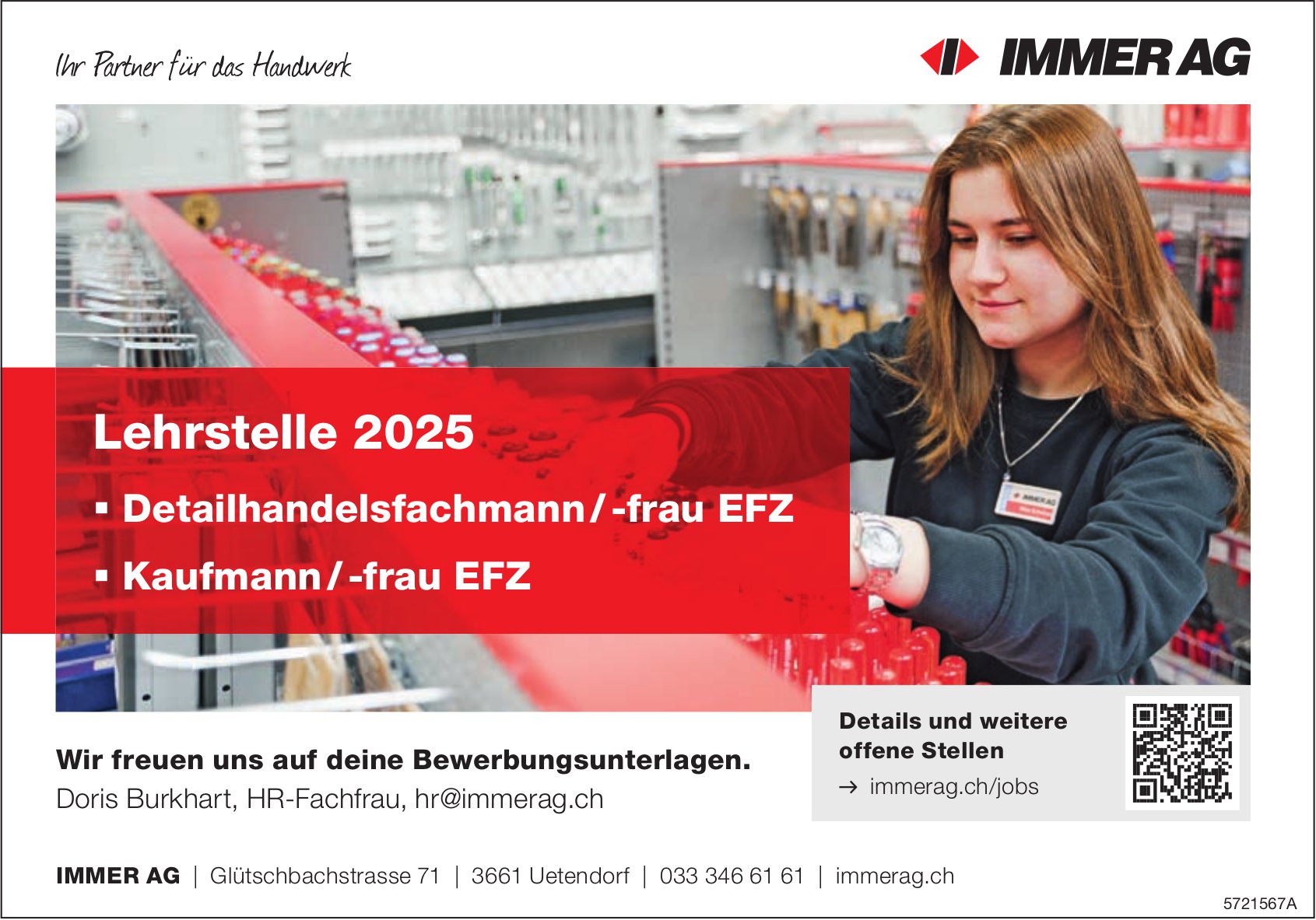 Lehrstelle 2025 Deteilhandelsfachmann/-frau EFZ & Kaufmann/-frau EFZ, Immer AG, Uetendorf, zu vergeben