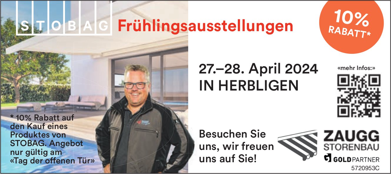 Frühlingsausstellungen, 27. - 28. April, Zaugg Storenbau, Herbligen