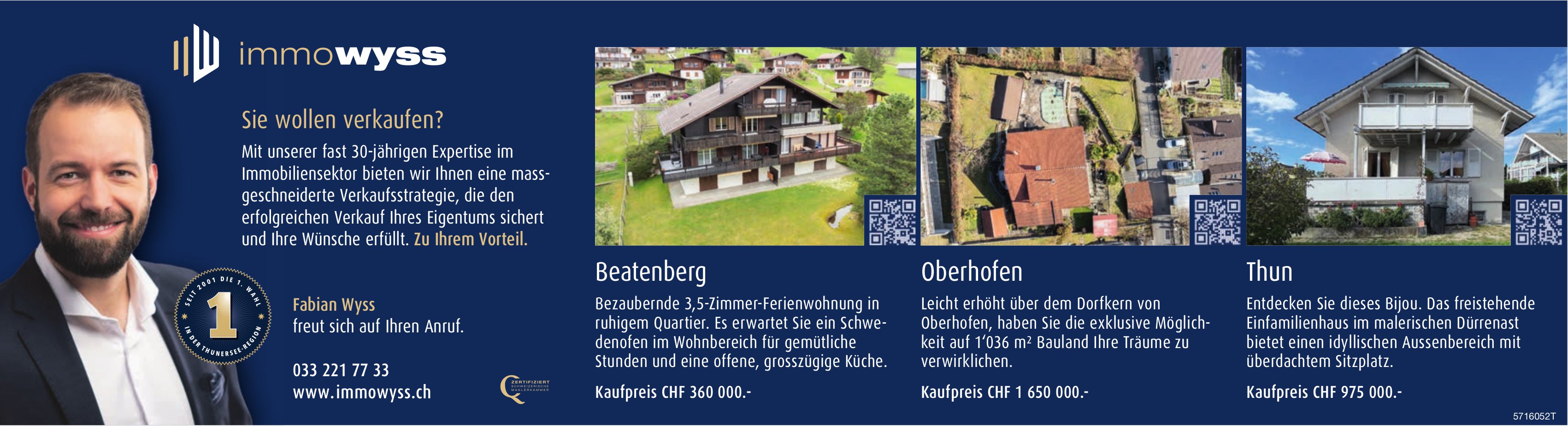 3.5-Zimmer-Wohnung, Bauland und Einfamilienhaus, Beatenberg, Oberhofen & Thun, zu verkaufen