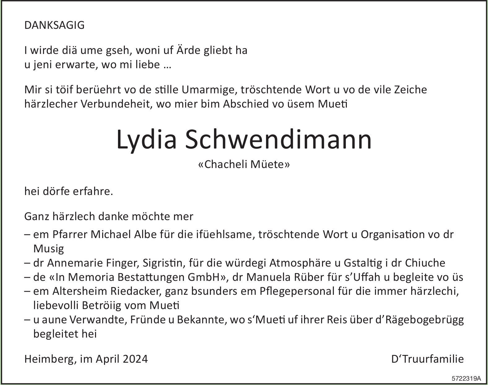 Schwendimann Lydia, im April 2024 / DS