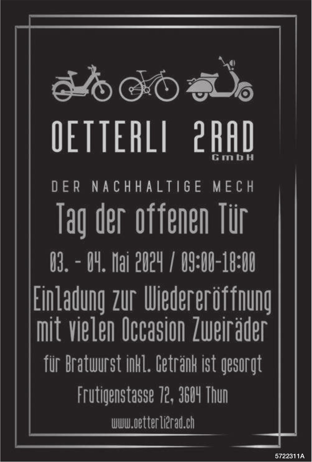 Tag der offenen Tür, 03./04. Mai, Oetterli 2Rad GmbH, Thun